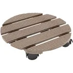 Round 12-Inch Plant Dolly with Wheels, Holds Planter Pots Up To 80lbs, Brown