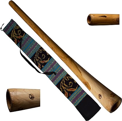 Australian Treasures: Handcrafted Wooden Didgeridoo with Ikat Carry Bag - Beginner-Friendly Wind Instrument for Meditative Sounds