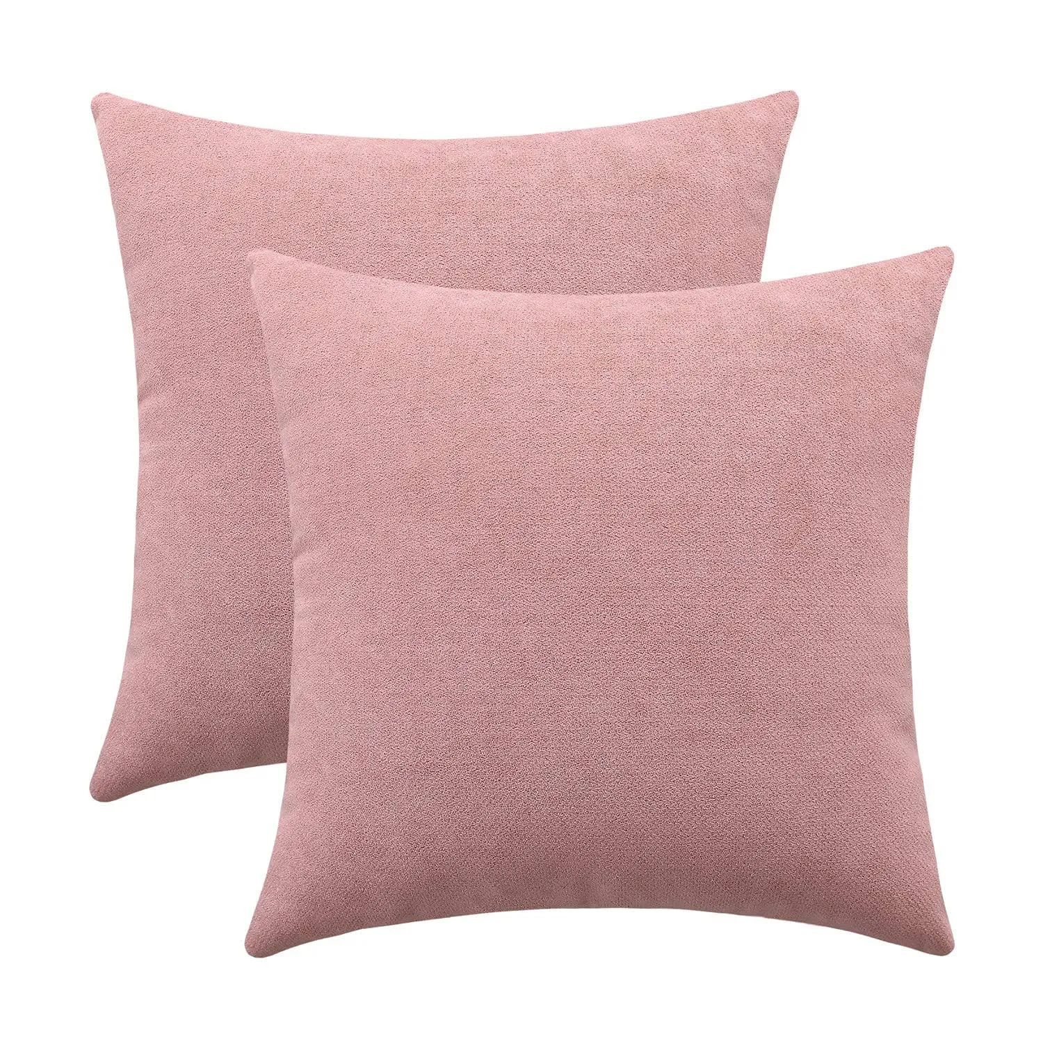 Jeneoo Decorative Dusty Rose Throw Pillow Covers Rustic Farmhouse Super Soft Square Chenille Comfy Solid Cushion Couch Cases for Sofa Bedroom Chair (Set of 2, 18 x 18 Inches)