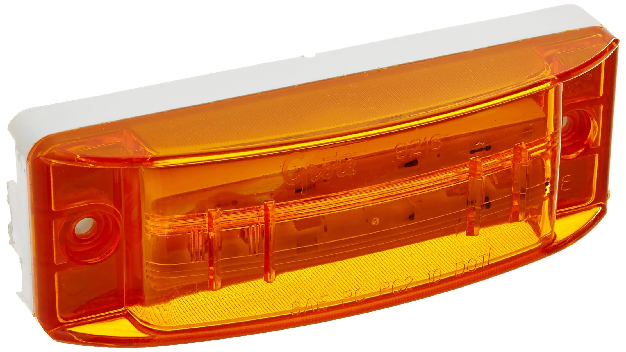 Grote 47163 Supernova Sealed Turtleback II LED Clearance Marker Light with Optic Lens and Male Pin (PC Rated) - Amber