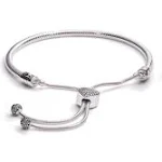 Adjustable Pave Heart Clasp Snake Chain Slider Original Silver Bracelet   100% 925 Sterling Silver   Fashionable Womens Wedding And Engagement Jewelry Accessory From Pgjewelry, $48.41 | DHgate.Com