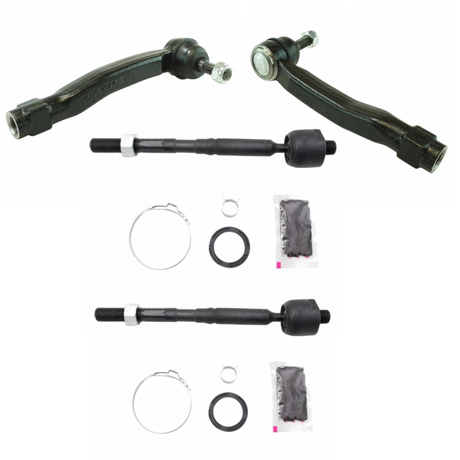 TRQ® PSA66759 - Front Driver and Passenger Side Inner and Outer Steering Tie Rod End Kit