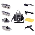 Premium Grooming Kit (9 Piece) - Organizer Tote Bag with Brushes for Tack... 