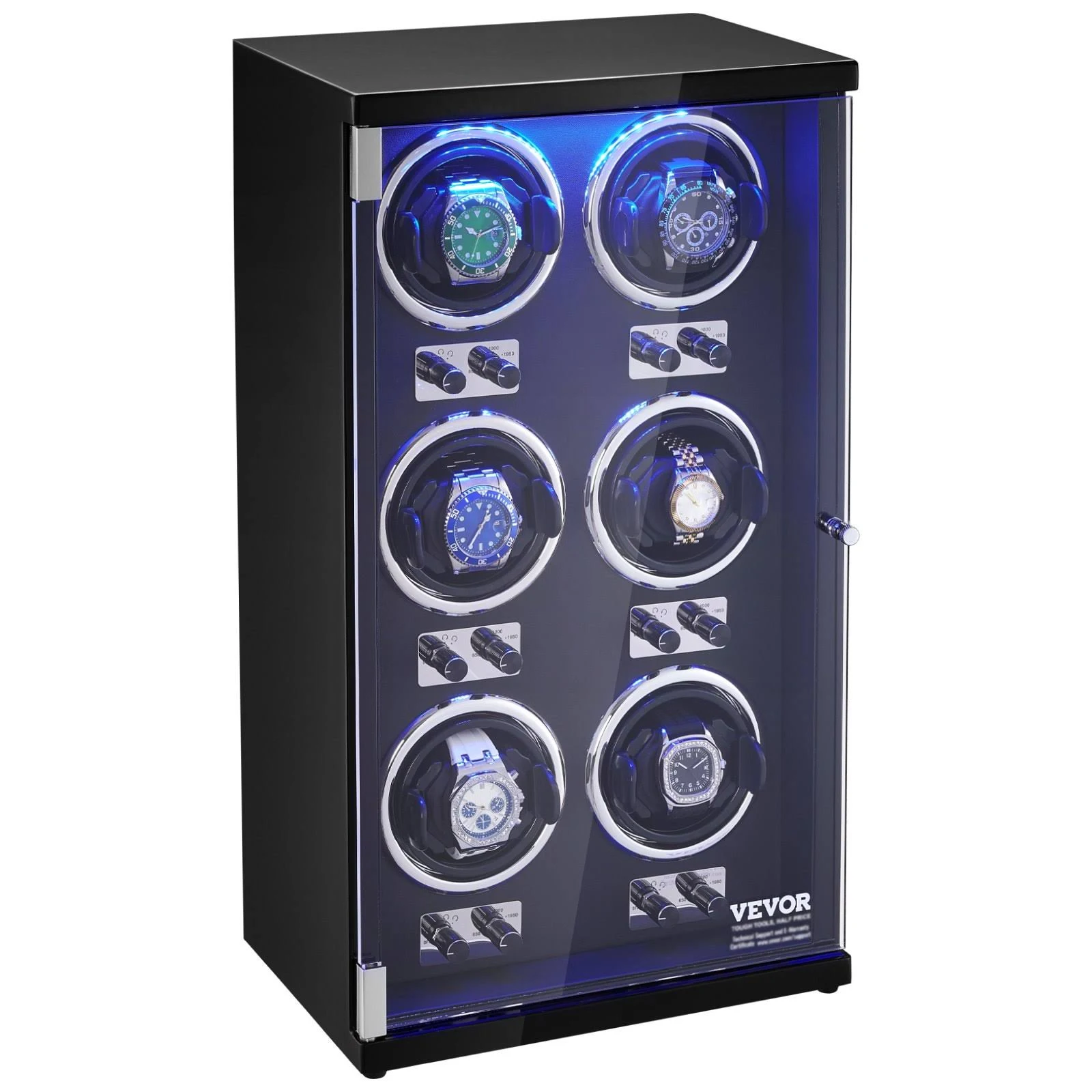 VEVOR Watch Winder for 6 Automatic Watches with 6 Quiet Japanese Mabuchi Motors