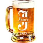 Personalized 16.oz Beer Mug | Sports Letter Design | Clear Glass | Custom Made | Perfect for wedding gifts, anniversaries, birthday gifts, or graduation