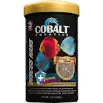 Cobalt Discus Hans Flake, 1.2 oz - Advanced Nutrition for Discus | Salmon Meal, Probiotics & BLUE Flakes | Health & Color | Won't Cloud Water