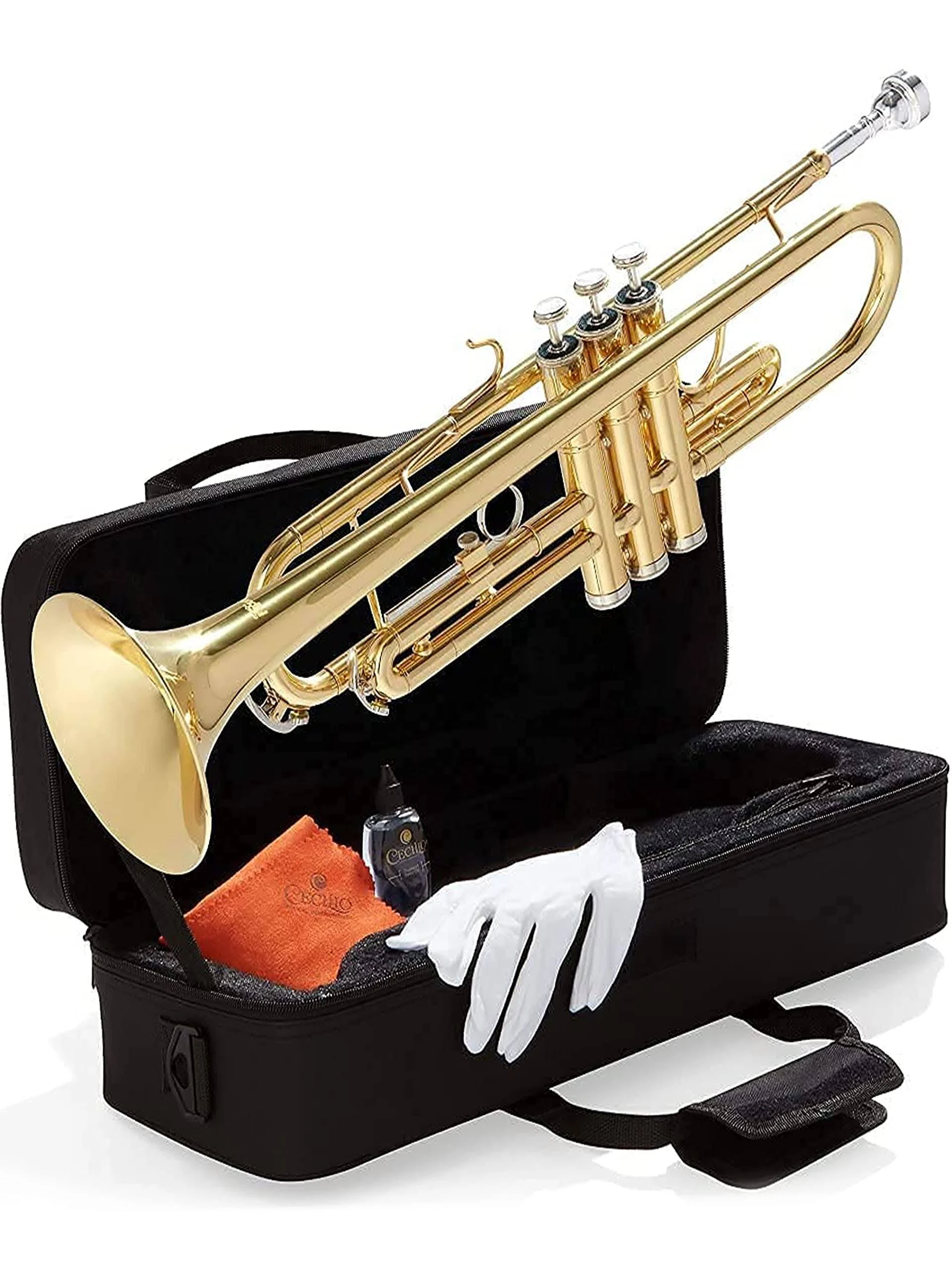 Mendini by Cecilio Bb Trumpet -For Beginner or Advanced Student w/Case, Cloth ...