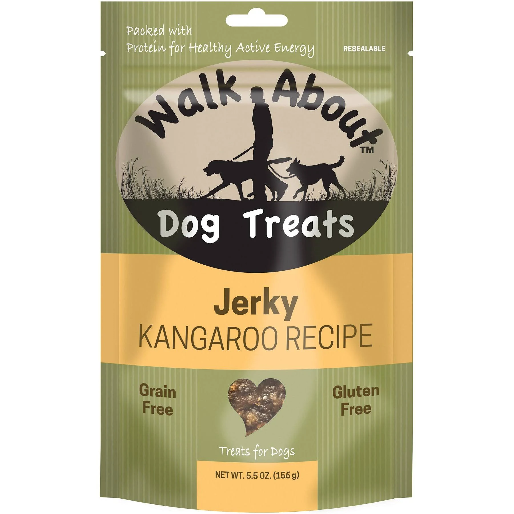 WA10003, Dog Jerky Treats, Grain-Free, Gluten-Free, Single Source Protein, Kangaroo Recipe, Resealable Pouch, 5.5 Ounces