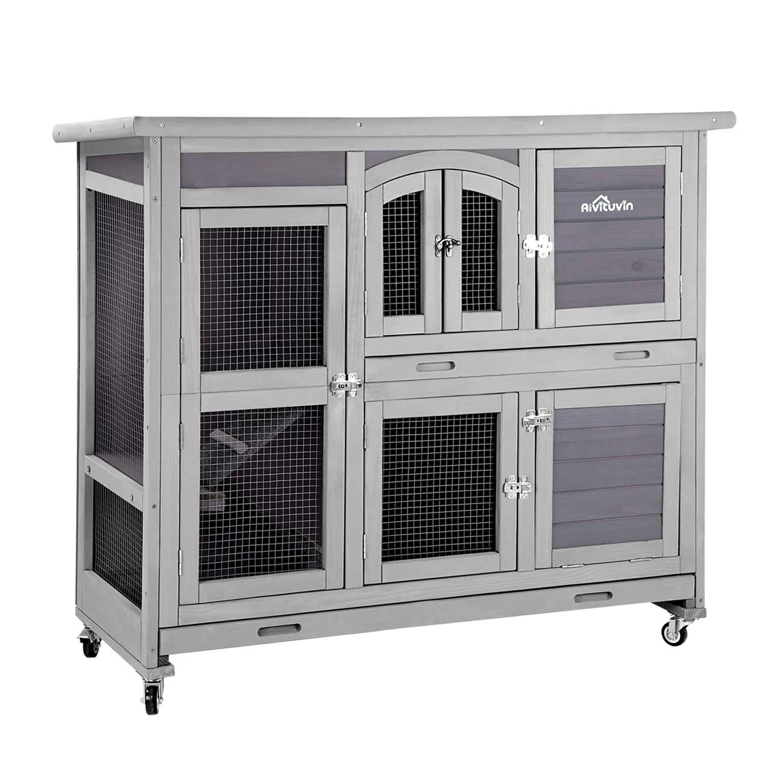 Aivituvin 2-Story Rabbit Hutch on Wheels