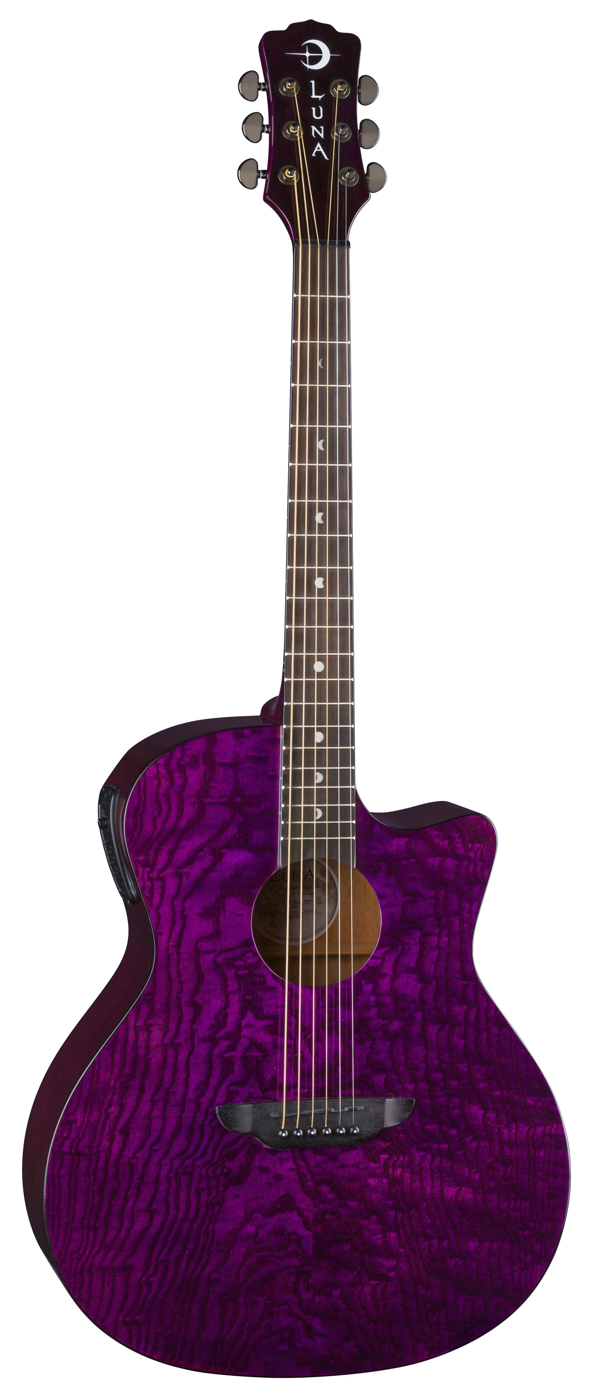 Luna Gypsy Quilted Ash Acoustic-electric Guitar - Transparent Purple