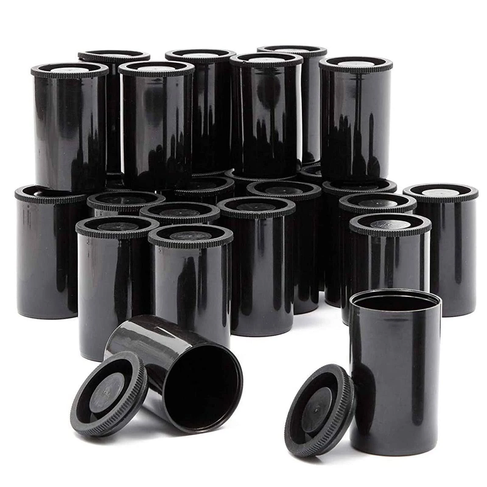 Empty Film Canisters with Caps,Black Plastic Film Canister Holder,10PCS