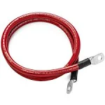 Spartan Power Red 5 Foot 2/0 AWG Battery Cable, Positive Only 3/8" M10