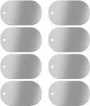 Tinawood 100pcs Blank Bulk Dog Tags for Stamping/Engraving Shiny Stainless Steel Military Rolled Edge Backing Dog Tags for Dogs Engraved