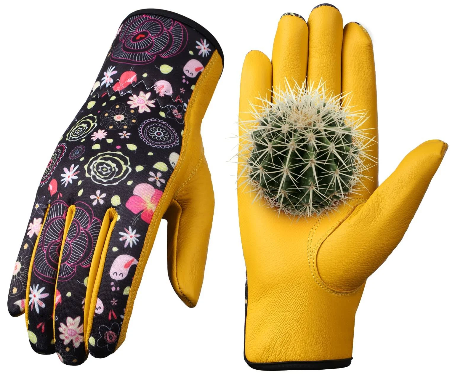 Bamllum Leather Gardening Gloves for Women - Working Gloves for Weeding, Digging, Planting, Raking and Pruning