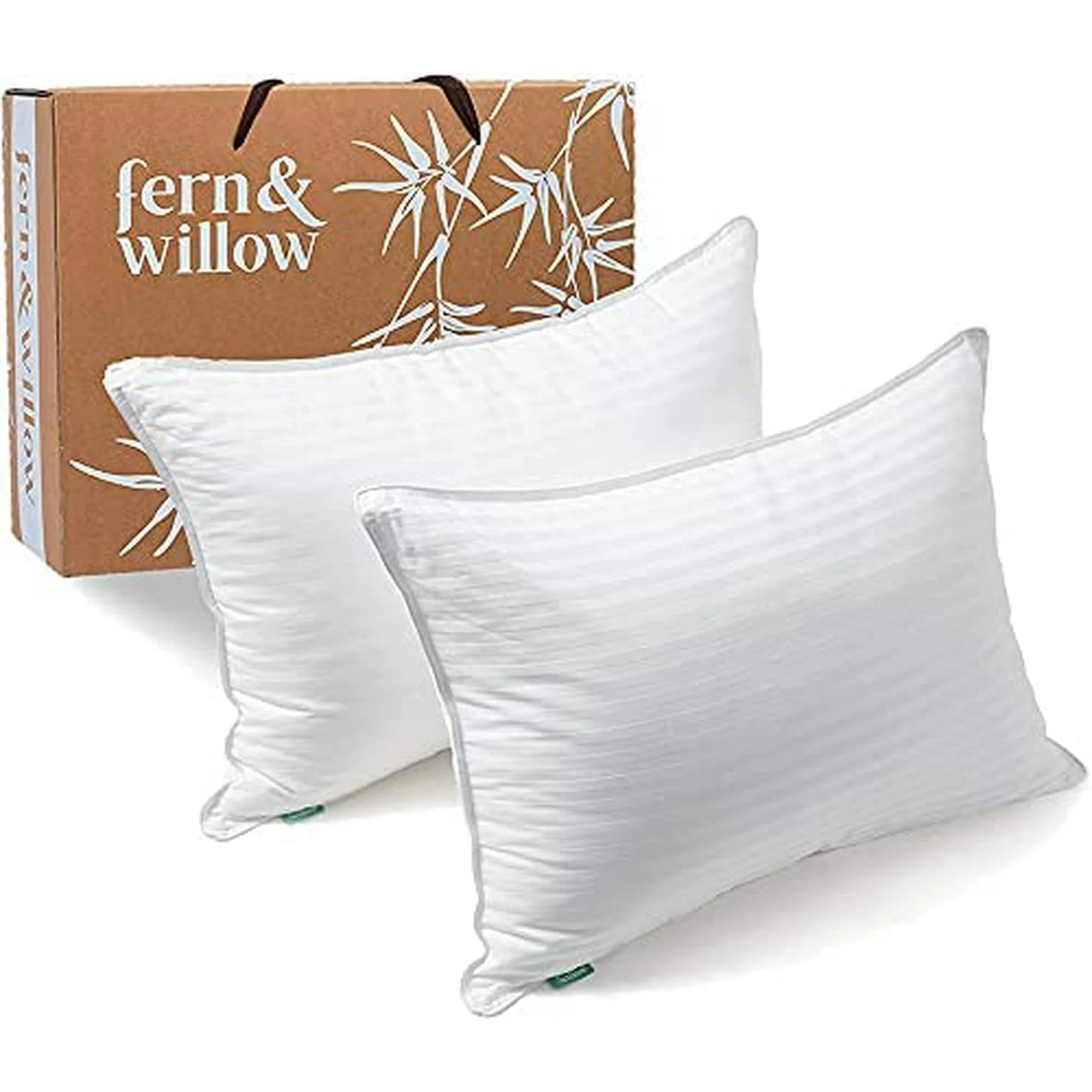 Fern and Willow Pillows for Sleeping - Set of 2 Queen Size Down Alternative Pill