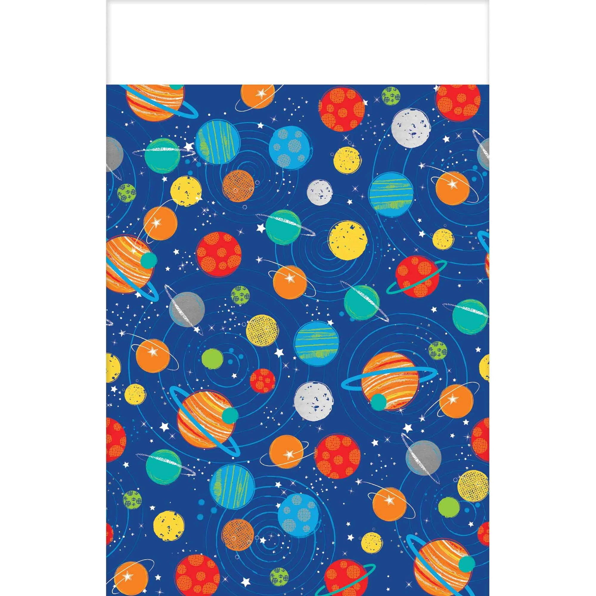 Blast Off Birthday Planets Table Cover - 54" x 96" (1 Piece) - Vibrant Outer Space Theme for Unforgettable Parties, Easy Clean-Up, Perfect for Kids' Birthdays, Galaxy Celebrations, & Special Events