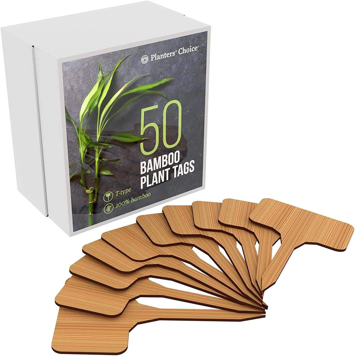 50 Bamboo Plant Labels in Gift Box (T-Type) Plant Tags Cheese Markers