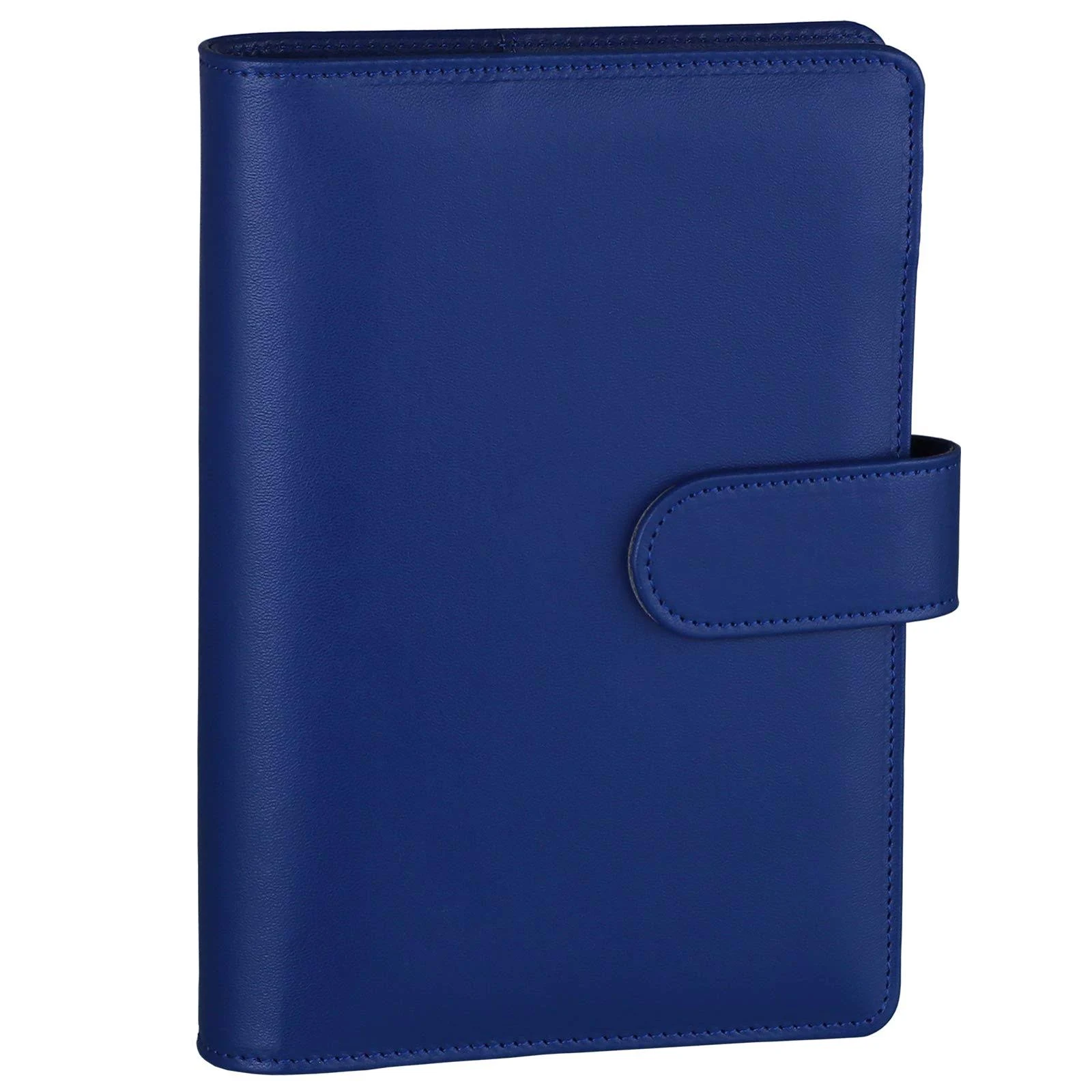 Antner A6 PU Leather Budget Binder Refillable 6 Ring Notebook Binder for A6 Refill Paper, Loose Leaf Personal Planner Binder Cover with Magnetic Buckle Closure, Navy Blue