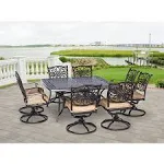 Hanover Traditions 9-Piece Aluminum Outdoor Dining Set, Beige