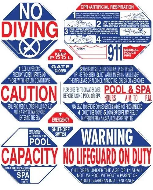 TGPS1001 40&#034; x 48&#034; 8-in-1 California Pool &amp; Spa Sign Traffic Graphix (TGPA10011)