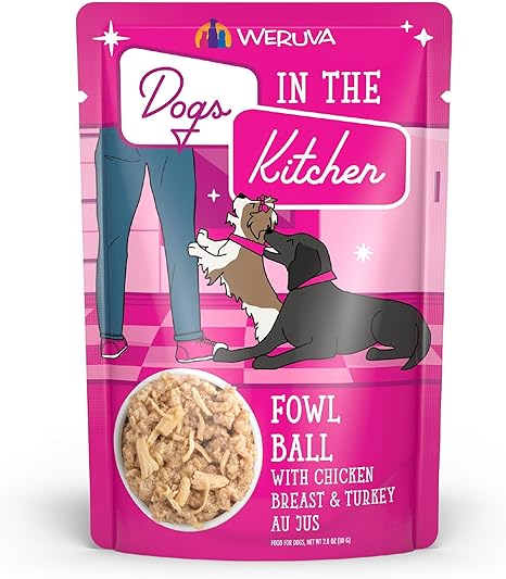 Dogs in the Kitchen Fowl Ball with Chicken Breast & Turkey Au Jus Wet Dog Food Pouches, 2.8 oz., Case of 12, 12 X 2.8 OZ