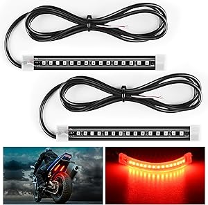 Nilight 2pcs 5Inch LED Motorcycle Turn Signal Tail Light Strips Yellow Amber Beam Flexible Bend Adhesive Universal Fit Harley Motorcycle Dirt Bikes