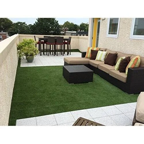 GOLDEN MOON Artificial Grass Turf Tile Interlocking Self-Draining Mat, 1X1 Ft, 1