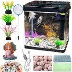 SANOSY Glass Fish Tank 4.35 Gallon Aquarium Starter Kit Small Betta Fish Tank