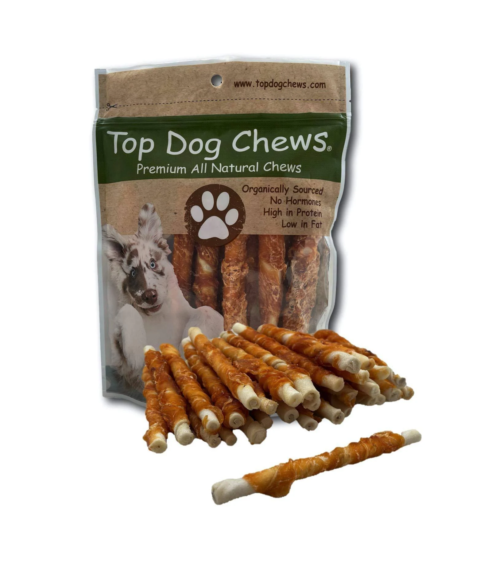 Top Dog Chews - All Natural Chicken Wrapped Rawhide Dog Twists (50 Pack), Natural Chew Sticks for Healthy Teeth and Happy Dogs, Delicious Dog Treats for Canine Dental Care