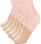 MANZI Women's 6 Pairs Non-Skid Toe Topper No Show Liner Socks