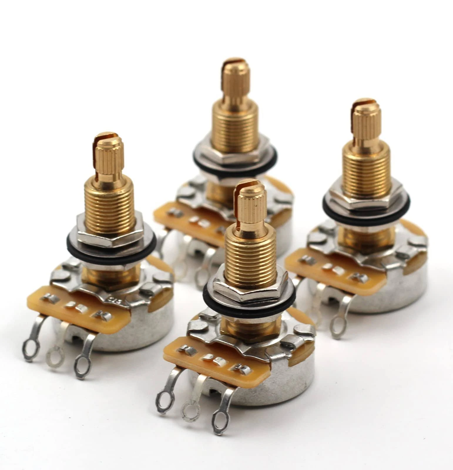 Set of 4 (4X) CTS Custom 450S 525K LONG Split Shaft Audio Taper Potentiometers - 450G