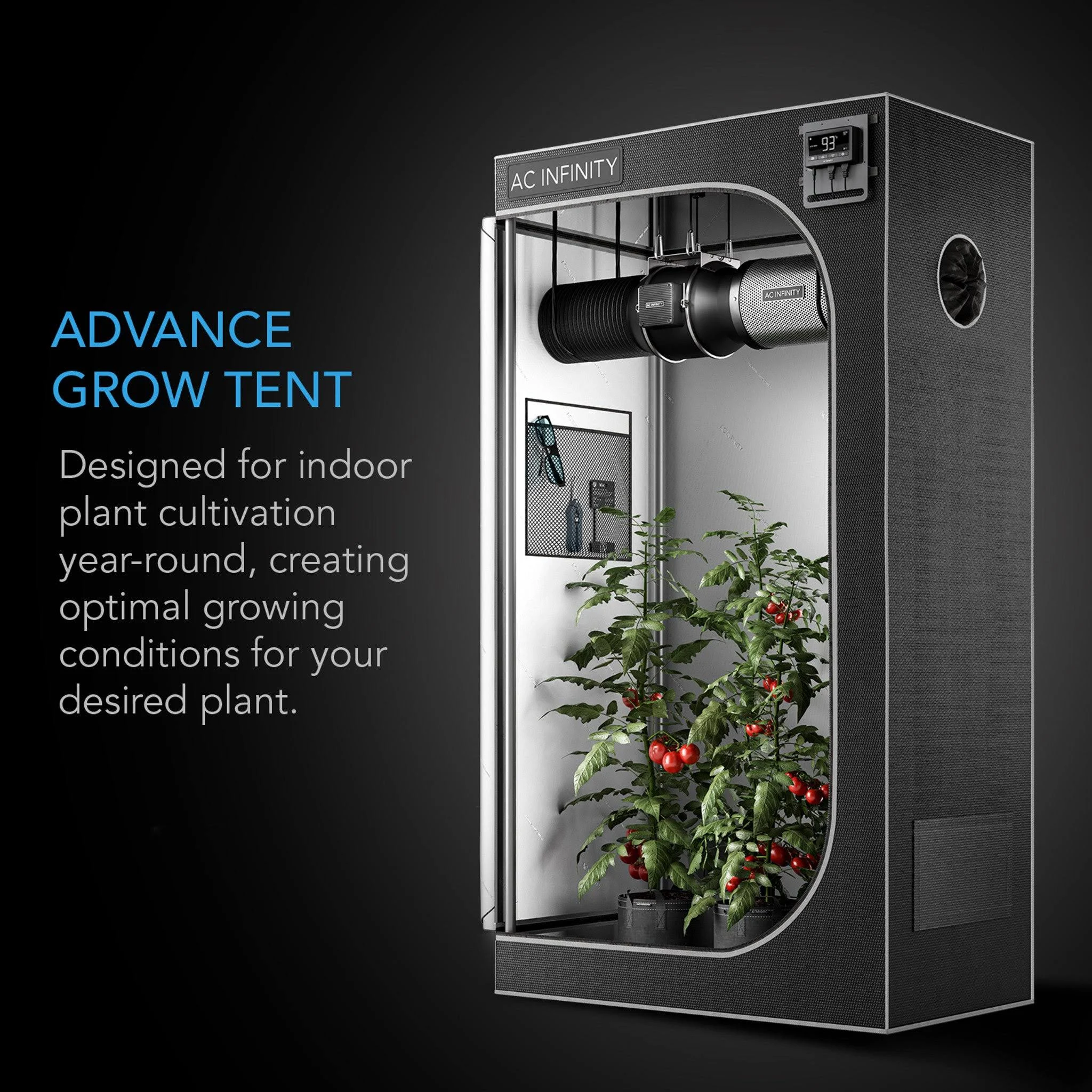 AC Infinity CLOUDLAB 642 Advance Grow Tent, 48”x24”x72” Thickest 1 in. Poles, Highest Density 2000D Diamond Mylar Canvas, 4x2 for Hydroponics Indoor Growing