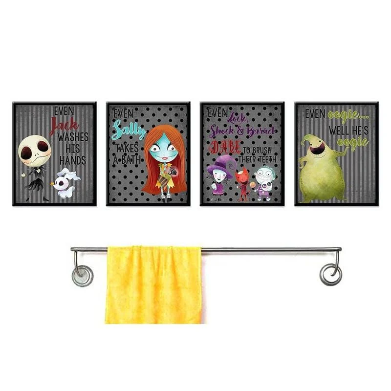 Even A Nightmare Will Brush Teeth Take A Bath Wash Hands Bathroom Character Wall