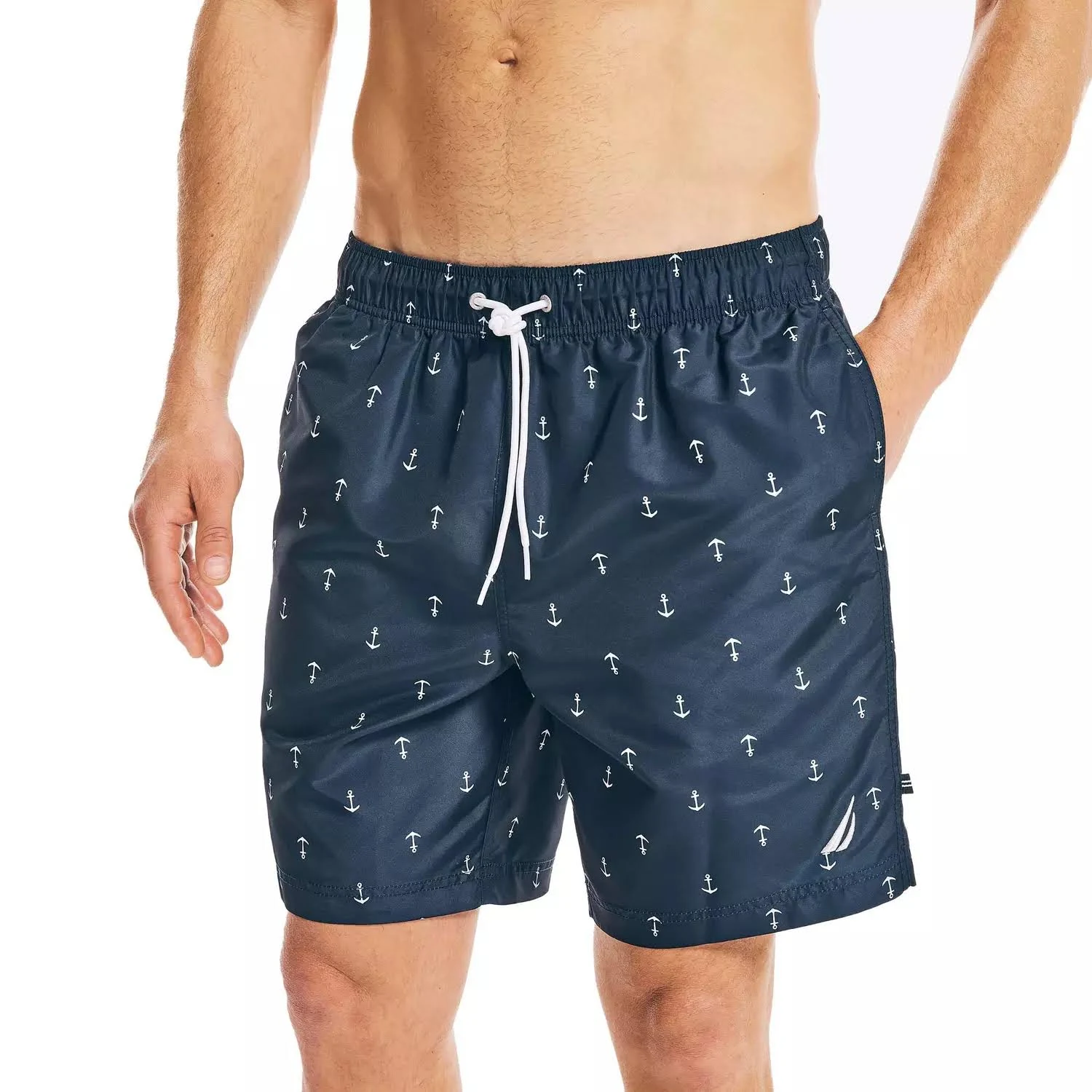 Nautica Men's Standard Quick Dry All Over Classic Anchor Print Swim Trunk