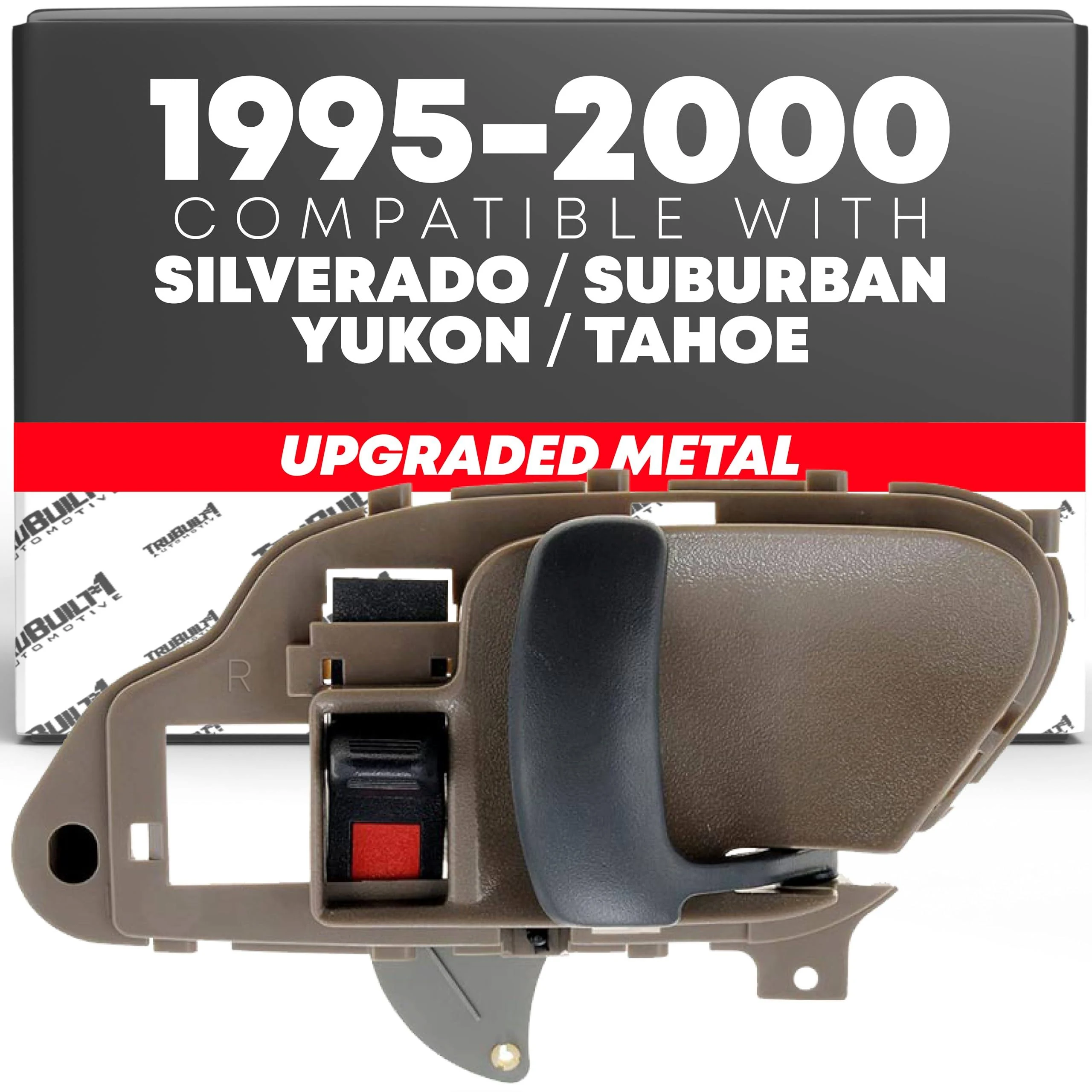 Interior Door Handle, Front/Rear Right - Compatible with 1995-2002 Chevrolet, GMC C/K 1500 2500 3500 Blazer Suburban Tahoe Yukon; Cadillac Escalade - Light Brown (Tan), Metal - OEM 15708052, 77571