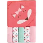 NWT Luvable Friends Hooded Towel with Washcloths, 6-Piece Set, Girl Fox