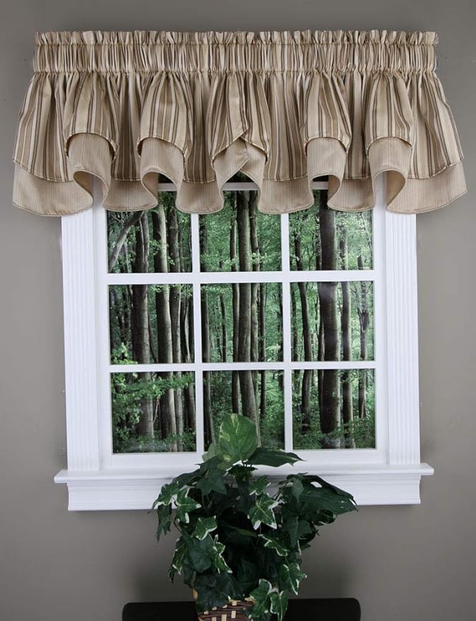 Windsor Scalloped Layered Valance - Linen Color