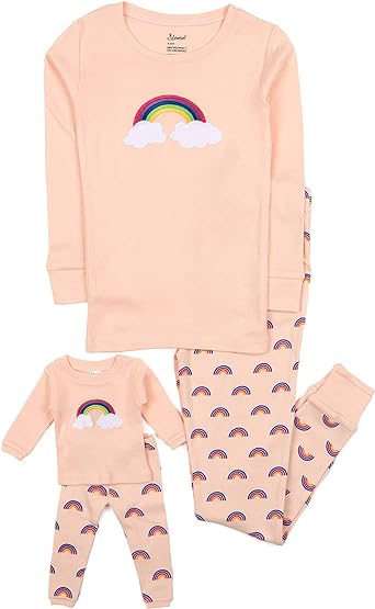 Leveret Kids & Toddler Pajamas Matching Doll & Girls Pajamas 100% Cotton Pjs Set (Toddler-14 Years) *Fits American Girl