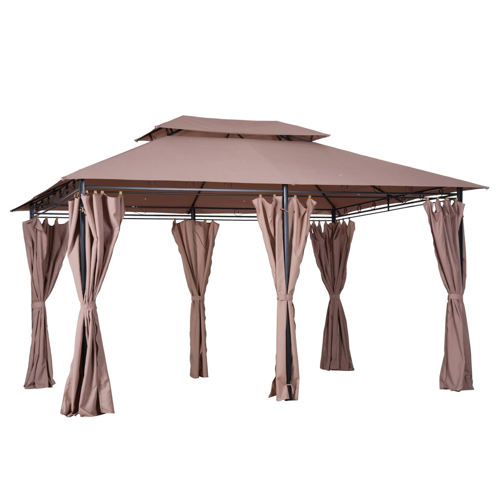 Outsunny 10' x 13' 2-Tier Steel Outdoor Garden Gazebo with Vented Soft Top Canopy ...