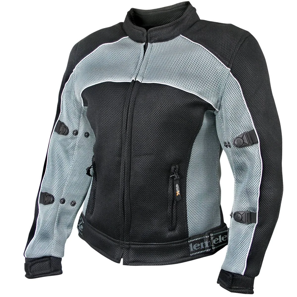 Xelement CF507 Women's 'Guardian' Black and Grey Mesh Jacket with X-Armor Protection - Large