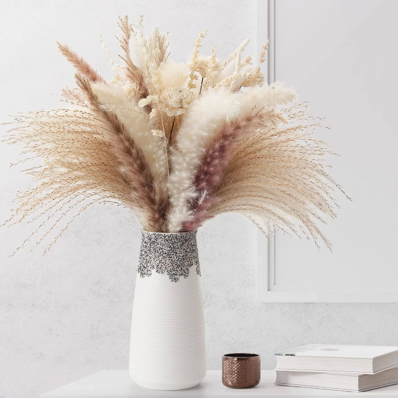 Fall Decor Autumn Decorations for Home Boho Flowers Dried Pampas Grass Fluffy Dr