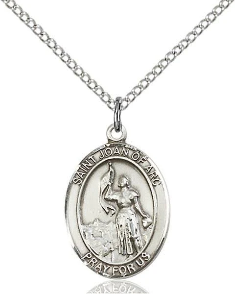 St Joan of Arc Sterling Silver Pendant  on a 18 inch Sterling Silver Light Curb Chain.