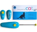 CAT SCHOOL Clicker Training Kit - 1 Cat Training Clicker, 1 Target Stick, 1 Step-by-Step Instruction Booklet - Clicker Tools for Cat Training, Fist Bump Training, Positive Behavior