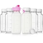 16 Oz Square Glass Milk Bottles with A Silicone Cover, 6 Pack Glass 6 pack