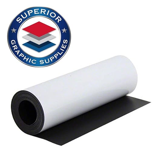 Superior Graphic Supplies Magnetic White Material - Extremely Strong & Flexible Magnetic Sheet Roll Matte White -30 Mil / 0.03" Thickness - 24"W x