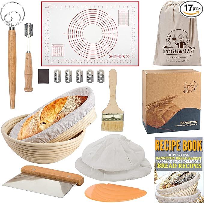 Banneton Bread Proofing Basket Set - Sourdough Bread Making Kit 17 Pieces