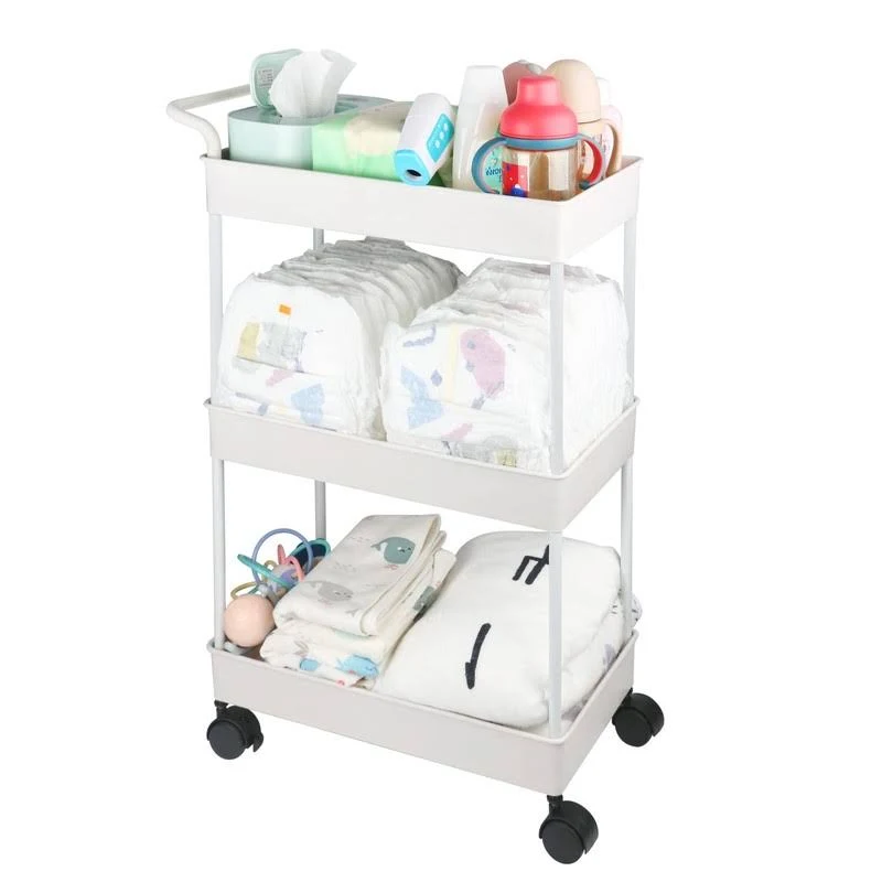 Volnamal Baby Diaper Caddy Plastic Movable Diaper Cart Newborn Nursery Essentials ...