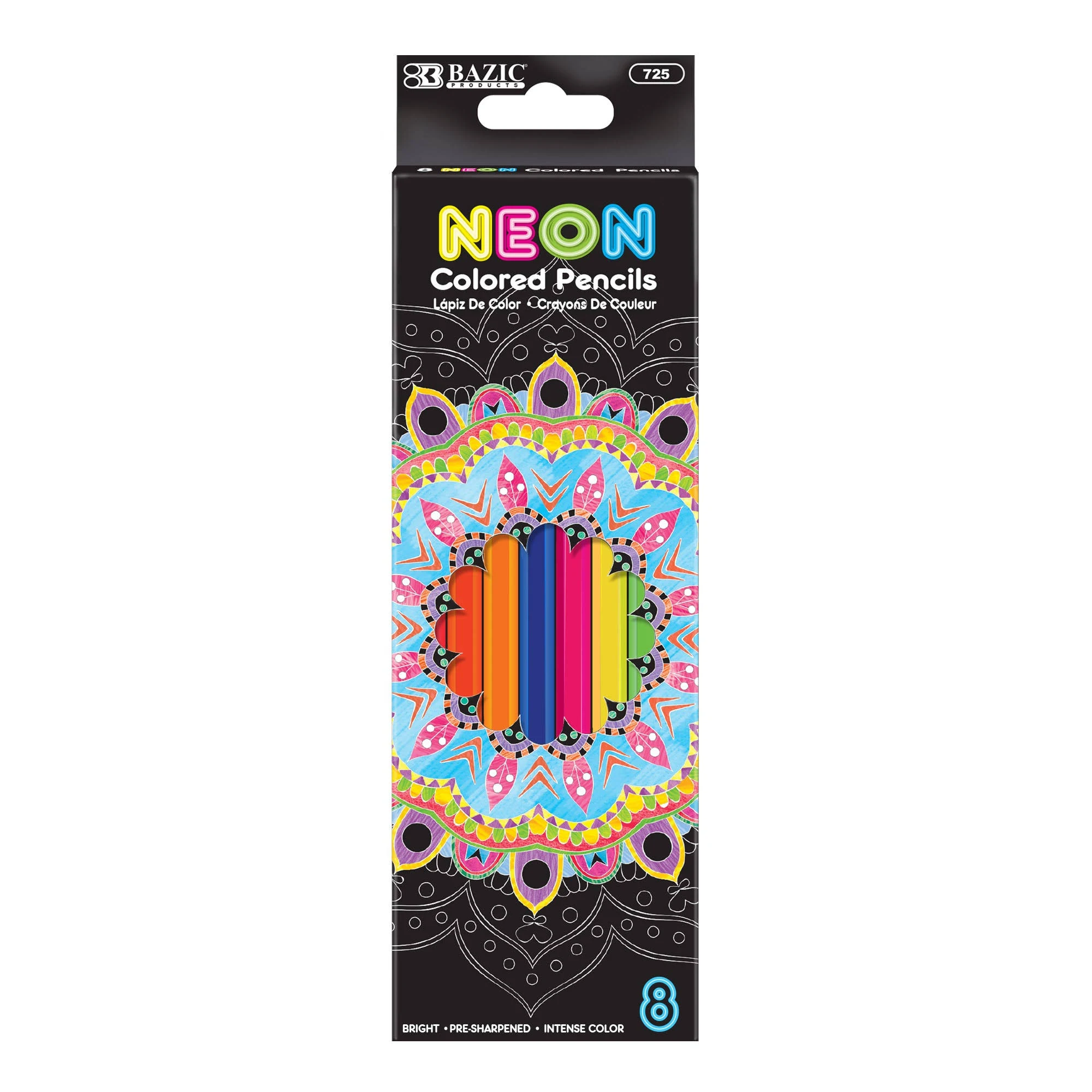 BAZIC Colored Pencils 8 Neon Color, Fluorescence Coloring Pencil Set for Art Drawing Sketching, Gift for Artist Adult Kids (8/Pack), 1-Pack