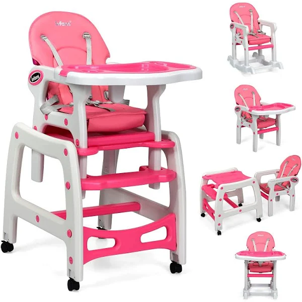 INFANS 5 in 1 Baby High Chair, Convertible Toddler Table Chair Set, Ro