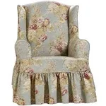 SureFit Ballad Bouquet by Waverly Slipcover (Robin's Egg, Wing Chair)